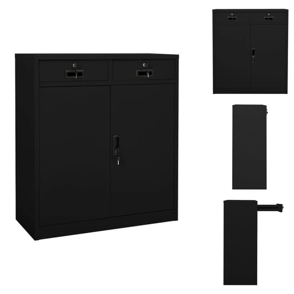 Förvaringsskåp & garderober - Living Dokumentskåp svart 90x40x102 cm stål