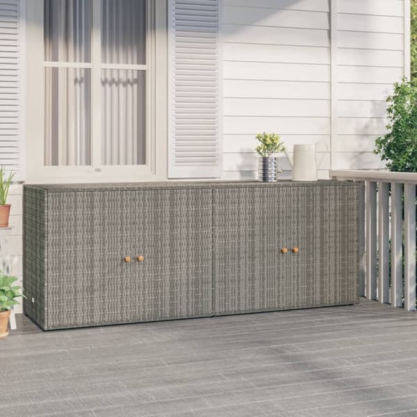 Opbevaringsskabe - Living opbevaringsskab til haven 198x55,5x80 cm polyrattan grå