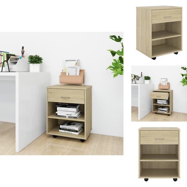 Opbevaringsskabe - Living skab med hjul 46x36x59 cm konstrueret træ sonoma-eg