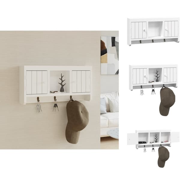 Opbevaringsskabe - Living nøgleskab 40x8,5x20 cm konstrueret træ og stål hvid