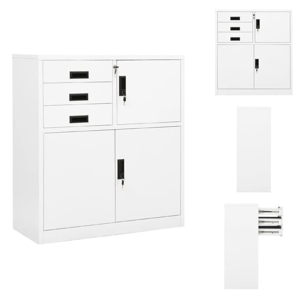 Förvaringsskåp & garderober - Living Dokumentskåp vit 90x40x102 cm stål