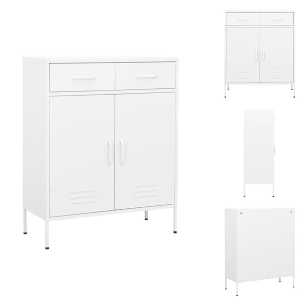 Förvaringsskåp & garderober - Living Förvaringsskåp vit 80x35x101,5 cm stål