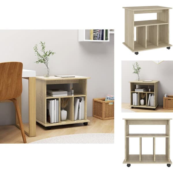 Opbevaringsskabe - Living skab med hjul 60x45x60 cm konstrueret træ sonoma-eg