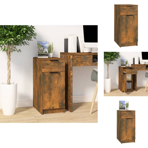 Opbevaringsskabe - Living skrivebord 33,5x50x75 cm konstrueret træ røget egetræsfarve
