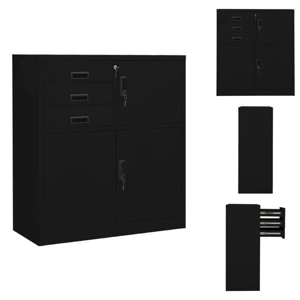 Förvaringsskåp & garderober - Living Dokumentskåp svart 90x40x102 cm stål
