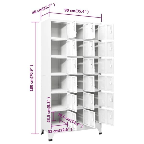 Opbevaringsskabe - Living lockerskab med 18 rum 90x40x180 cm metal