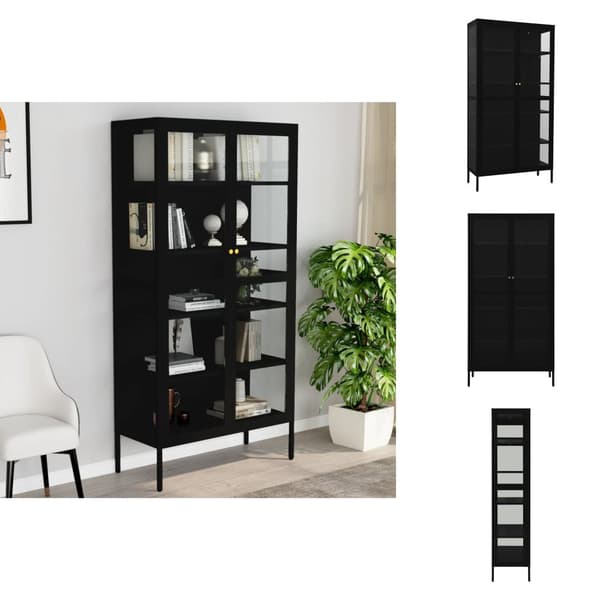 Opbevaringsskabe - Living udstillingsskab 90x40x180 cm stål og hærdet glas sort