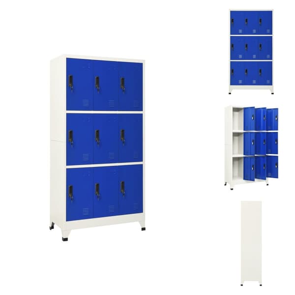 Opbevaringsskabe - Living skab 90x45x180 cm stål grå og blå