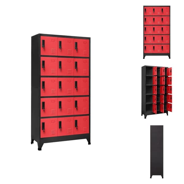 Opbevaringsskabe - Living skab 90x40x180 cm stål antracitgrå og rød