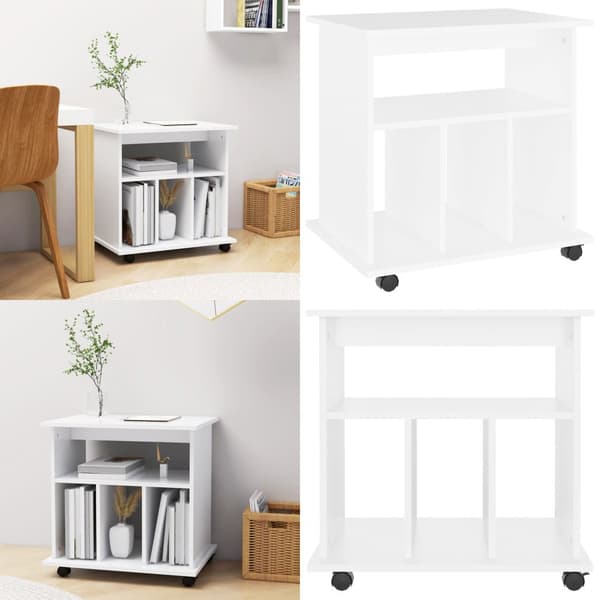 Skåp med hjul vit 60x45x60 cm konstruerat trä - Förvaringshurts - Hurts - Home & Living