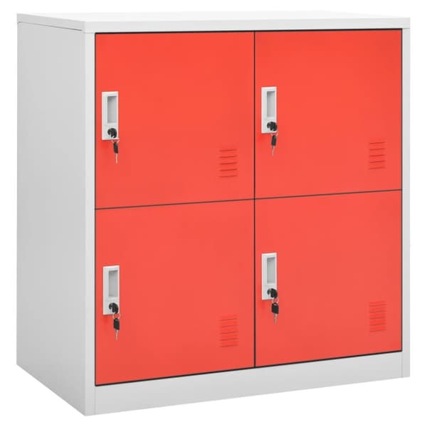 Skab 90x45x92,5 cm stål lysegrå og rød - Skab - Skabe - Home & Living