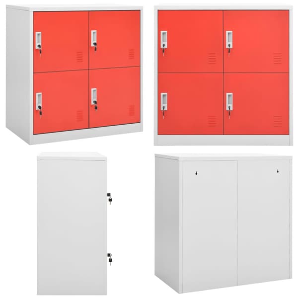 Skab 90x45x92,5 cm stål lysegrå og rød - Skab - Skabe - Home & Living
