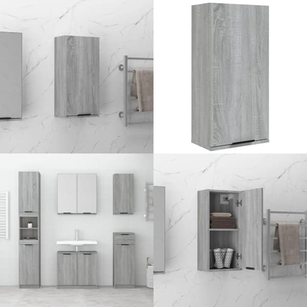 Væghængt badeværelsesskab 32x20x67 cm grå sonoma-eg - Badeværelsesskab - Badeværelsesskabe - Home & Living