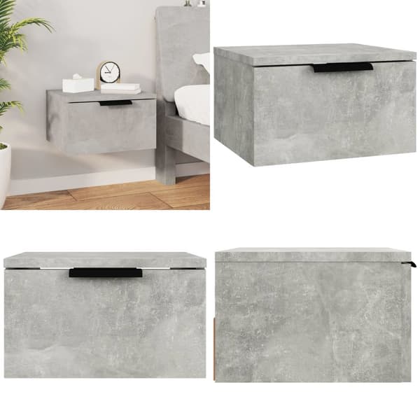 Væghængt sengebord 34x30x20 cm betongrå - Væghængt Sengebord - Væghængte Sengeborde - Home & Living