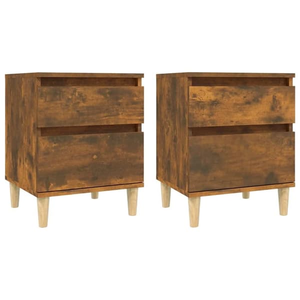 Sengeborde 2 stk. 40x35x50 cm røget egetræsfarve - Sengebord - Sengeborde - Home & Living