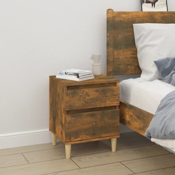 Sengeborde 2 stk. 40x35x50 cm røget egetræsfarve - Sengebord - Sengeborde - Home & Living