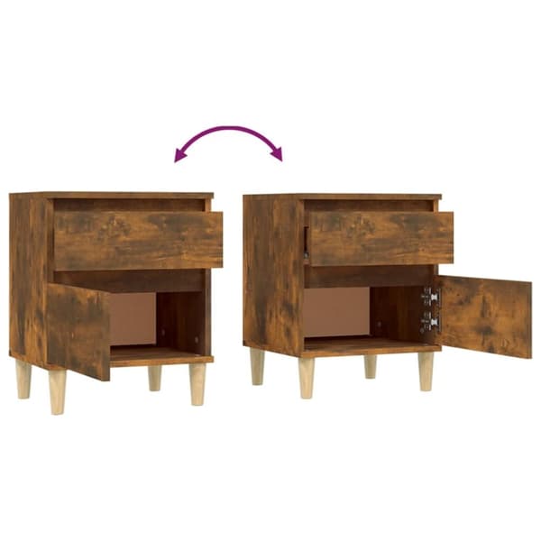 Sengeborde 2 stk. 40x35x50 cm røget egetræsfarve - Sengebord - Sengeborde - Home & Living