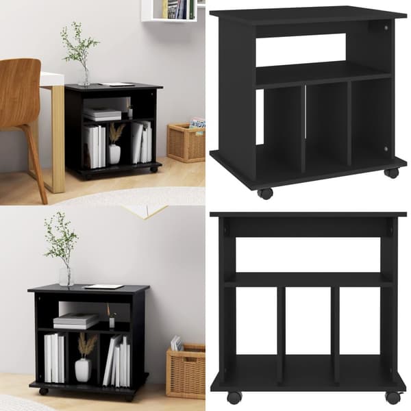 Rulleskab 60x45x60 cm konstrueret træ sort - Opbevaringsskab - Opbevaringsskabe - Home & Living