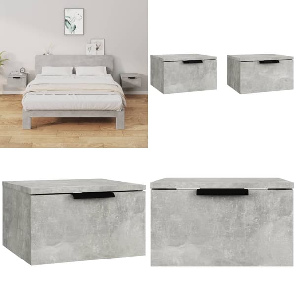 Väggmonterade sängbord 2 st betonggrå 34x30x20 cm - Sängbord - Nattduksbord - Home & Living