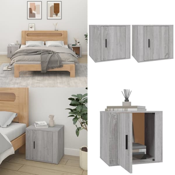 Sengeborde 50x39x47 cm 2 stk. Grå sonoma-eg - Sengebord - Sengeborde - Home & Living