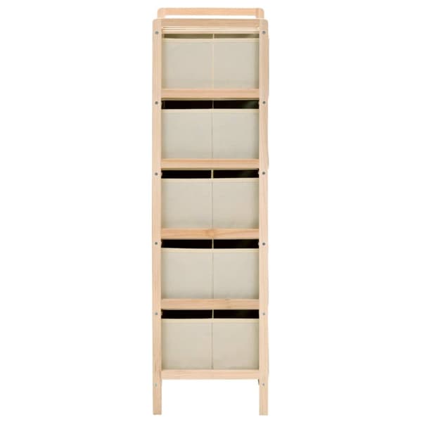 Opbevaringsstativer med 5 stofkurve 2 stk. Cedertræ beige - Opbevaringsstativ - Opbevaringsstativer - Home & Living