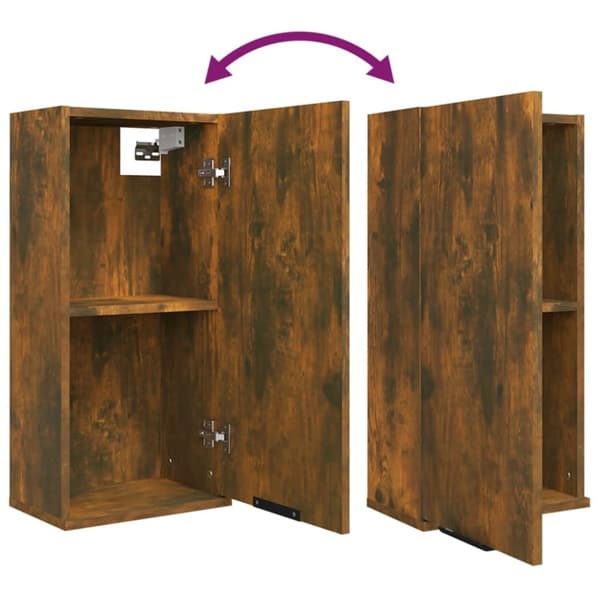 Væghængt badeværelsesskab 32x20x67 cm røget egetræsfinish - Badeværelsesskab - Badeværelsesskabe - Home & Living