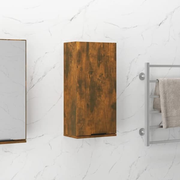 Væghængt badeværelsesskab 32x20x67 cm røget egetræsfinish - Badeværelsesskab - Badeværelsesskabe - Home & Living