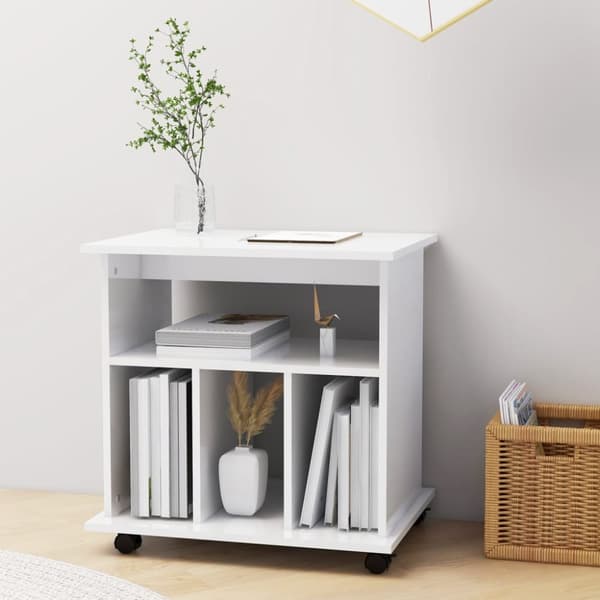 Rulleskab 60x45x60 cm konstrueret træ hvid højglans - Opbevaringsskab - Opbevaringsskabe - Home & Living