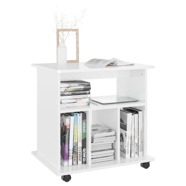 Rulleskab 60x45x60 cm konstrueret træ hvid højglans - Opbevaringsskab - Opbevaringsskabe - Home & Living