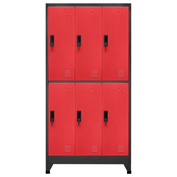 Förvaringsskåp antracit och röd 90x45x180 cm stål - Klädskåp För Omklädningsrum - Klädskåp Omklädningsrum - Home & Living