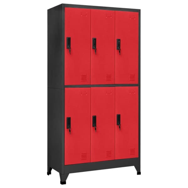 Förvaringsskåp antracit och röd 90x45x180 cm stål - Klädskåp För Omklädningsrum - Klädskåp Omklädningsrum - Home & Living