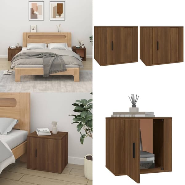Sengeborde 2 stk. 50x39x47 cm brun egetræ - Sengebord - Sengeborde - Home & Living