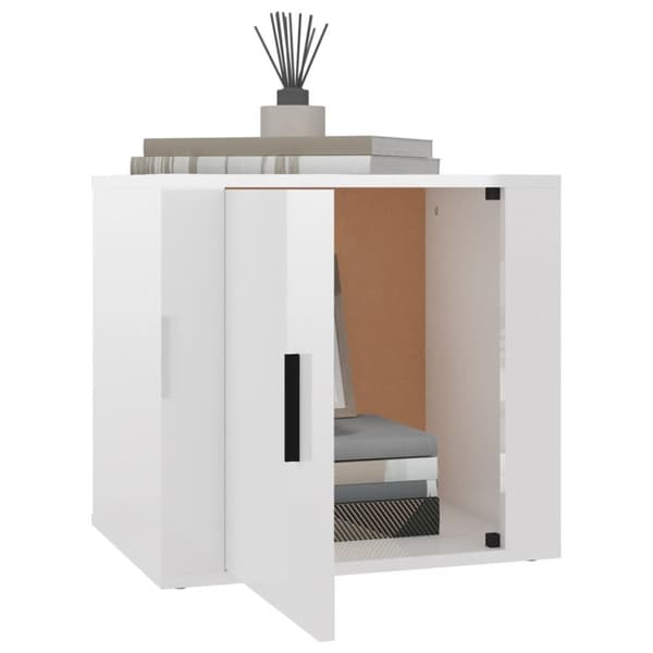 Sengebord 50x39x47 cm hvid højglans - Sengebord - Sengeborde - Home & Living