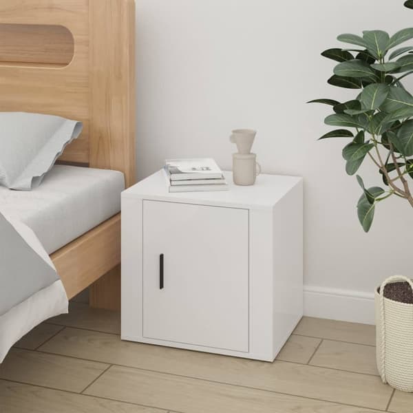 Sengebord 50x39x47 cm hvid højglans - Sengebord - Sengeborde - Home & Living