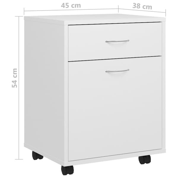 Rulleskab 45x38x54 cm konstrueret træ hvid - Opbevaringsskab - Opbevaringsskabe - Home & Living