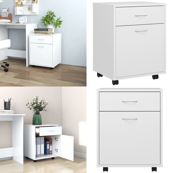 Rulleskab 45x38x54 cm konstrueret træ hvid - Opbevaringsskab - Opbevaringsskabe - Home & Living