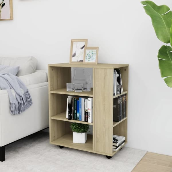 Skåp med hjul sonoma-ek 60x35x75 cm konstruerat trä - Förvaringshurts - Hurts - Home & Living