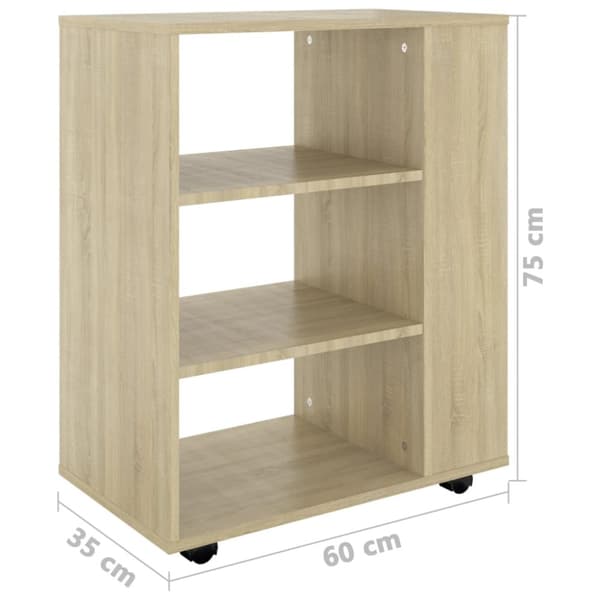 Skåp med hjul sonoma-ek 60x35x75 cm konstruerat trä - Förvaringshurts - Hurts - Home & Living