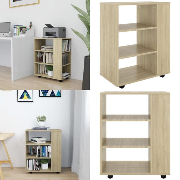 Skåp med hjul sonoma-ek 60x35x75 cm konstruerat trä - Förvaringshurts - Hurts - Home & Living