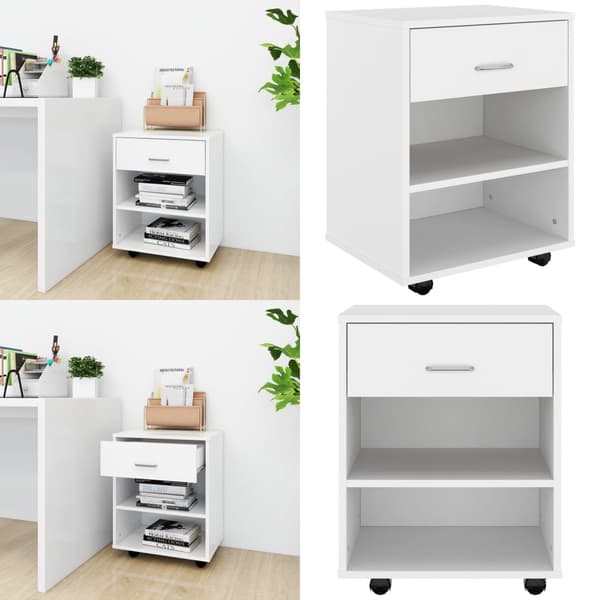 Rulleskab 46x36x59 cm konstrueret træ hvid - Opbevaringsskab - Opbevaringsskabe - Home & Living