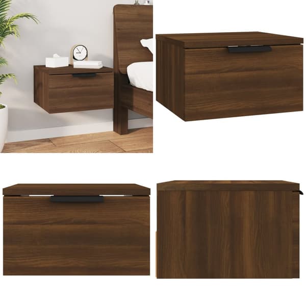 Væghængt sengebord 34x30x20 cm brun egetræsfarve - Væghængt Sengebord - Væghængte Sengeborde - Home & Living
