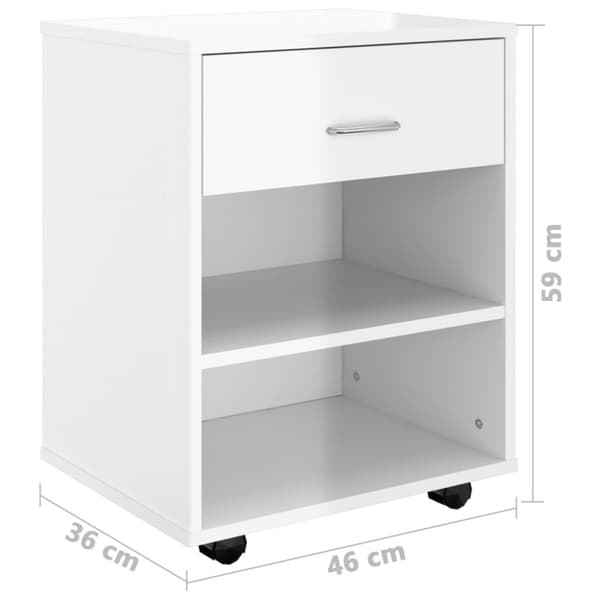 Skåp med hjul vit högglans 46x36x59 cm konstruerat trä - Förvaringshurts - Hurts - Home & Living