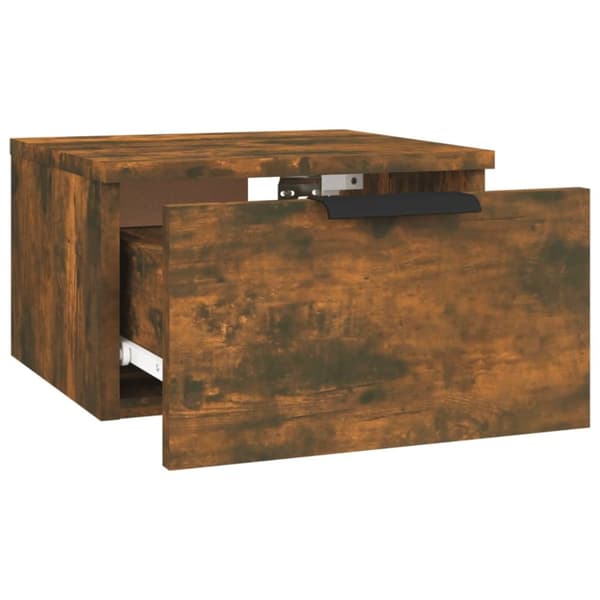 Væghængt sengebord 34x30x20 cm røget egetræsfarve - Væghængt Sengebord - Væghængte Sengeborde - Home & Living