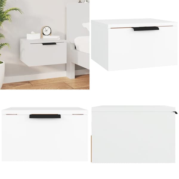 Väggmonterat sängbord vit 34x30x20 cm - Sängbord - Nattduksbord - Home & Living
