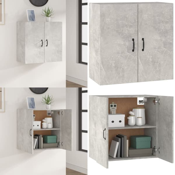 Seinäkaappi betoninharmaa 60x31x60 cm tekninen puu - Seinäkaappi - Seinäkaapit - Home & Living