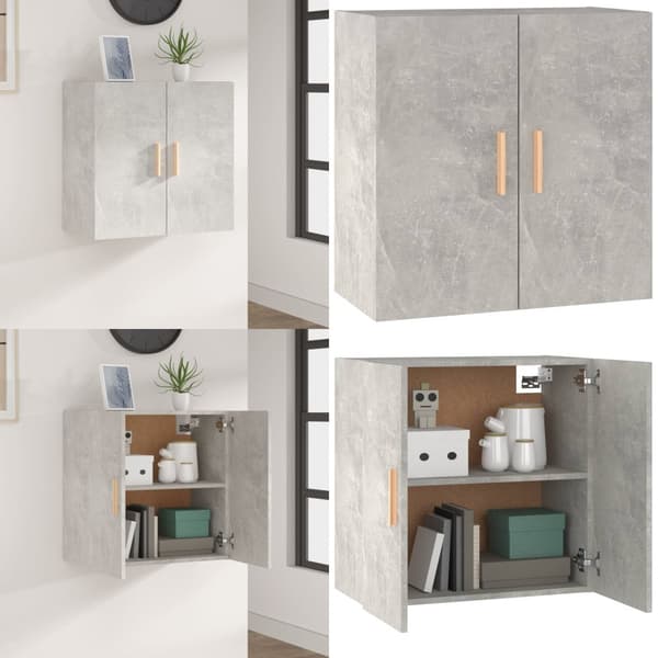 Seinäkaappi betoninharmaa 60x30x60 cm tekninen puu - Seinäkaappi - Seinäkaapit - Home & Living