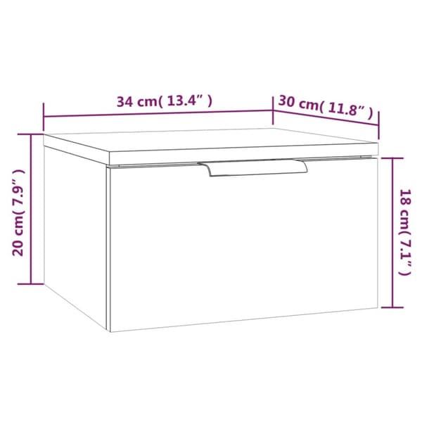 Væghængt sengebord 34x30x20 cm sonoma-eg - Væghængt Sengebord - Væghængte Sengeborde - Home & Living