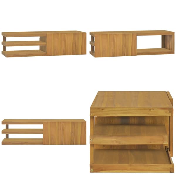 Seinäkiinnitettävä kylpyhuoneen kaappi 110x40x30 täysi tiikki - Kylpyhuoneen Kaappi - Kylpyhuoneen Kaapit - Home & Living