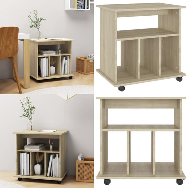 Skab med hjul 60x45x60 cm konstrueret træ sonoma-eg - Opbevaringsskab - Opbevaringsskabe - Home & Living