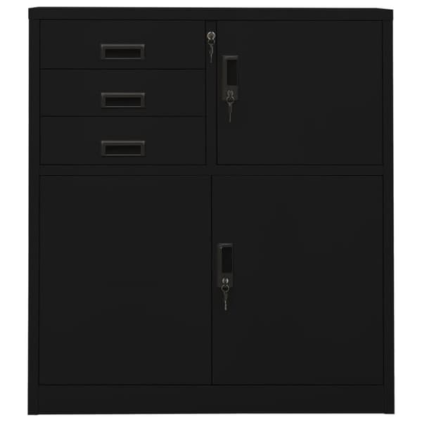 Dokumentskåp svart 90x40x102 cm stål - Kontorsskåp - Skåp - Home & Living